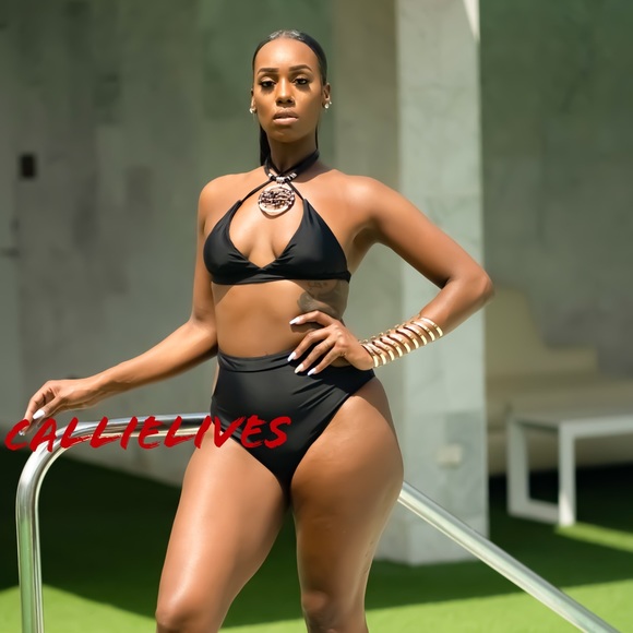 Xena Plus: Black CutOut High Waist 2PC Bikini XL - Picture 5 of 8